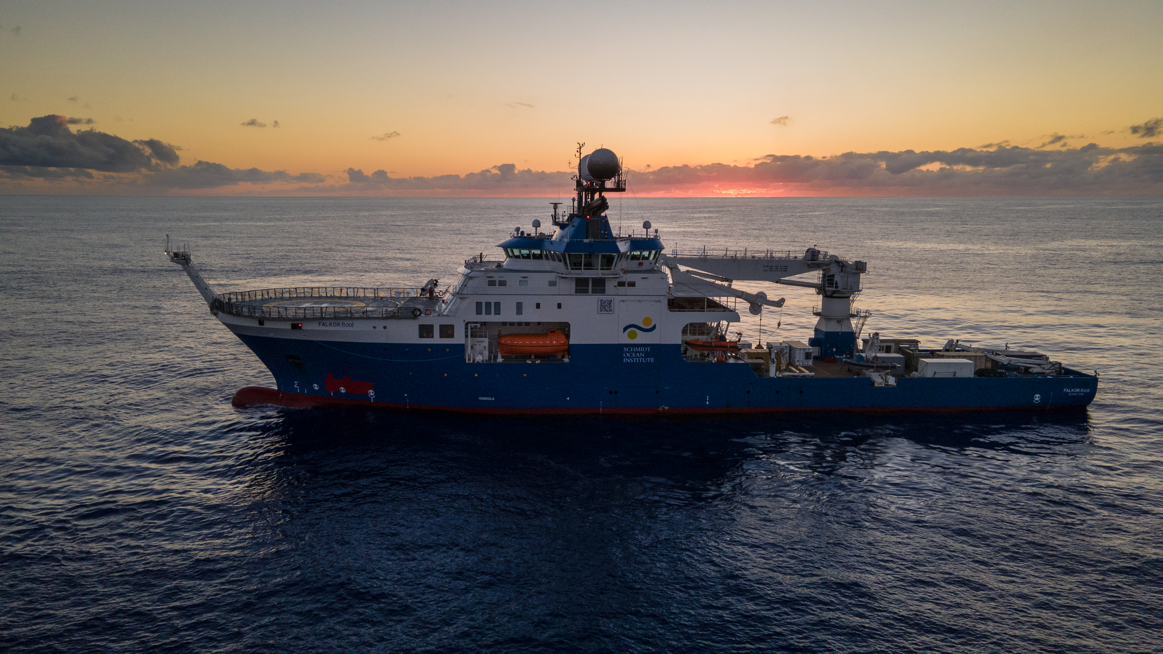 R/V Falkor (too) at sunset, Mid-Atlantic Ridge